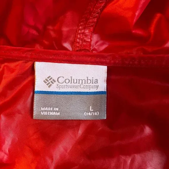 Columbia Boys Kids Wind Breaker Jacket Red Youth 14/16 Blue mesh lining - Picture 3 of 6
